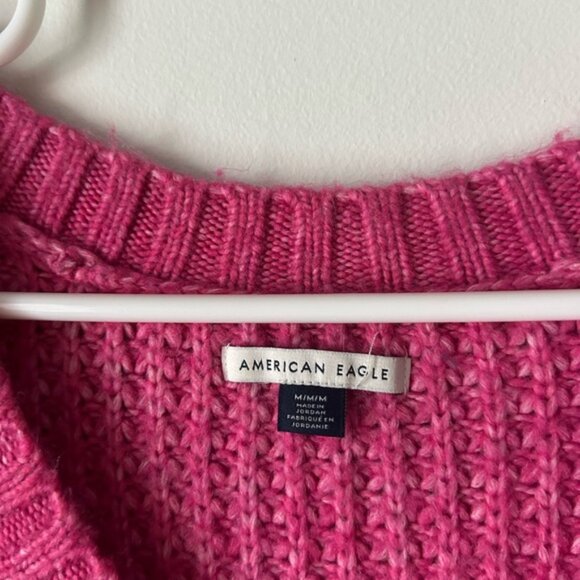 American Eagle Whoa So Cozy Waffle V-Neck Knit Sweater - Picture 3 of 3